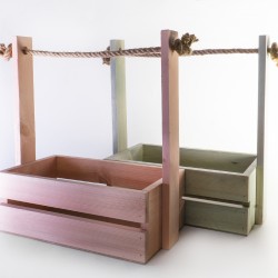 Ящик деревянный реечный ручка канат 25*15*30, цвета в ассортименте
